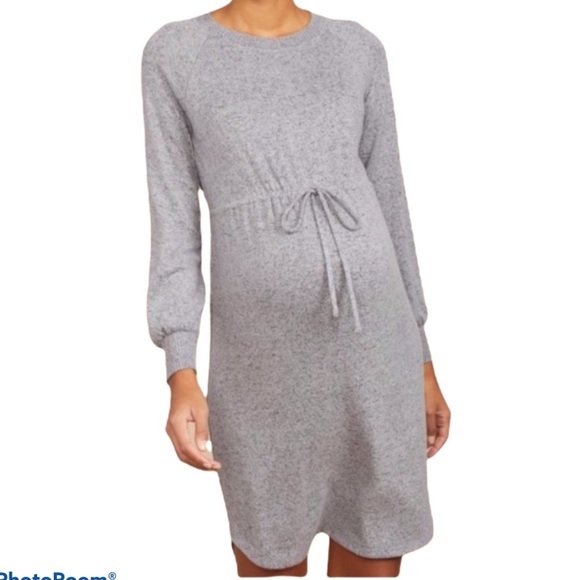 Motherhood Maternity Heathered Gray Long Sleeve Dress size Large - Picture 1 of 9